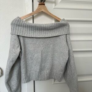 Hollister Light Gray Off-Shoulder Sweater